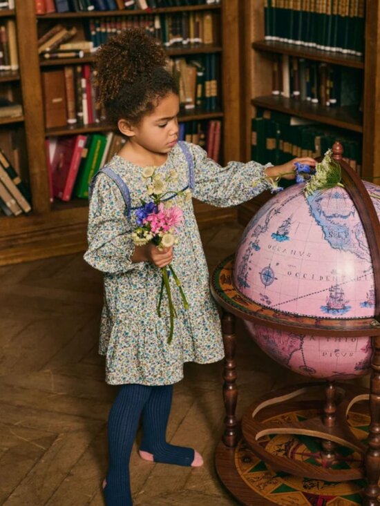 Louise Misha Other - Louise Misha Girls Floral Long Sleeve Cord Dress in Teal & Navy
